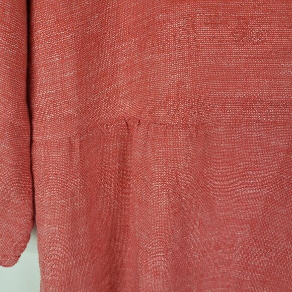 Pure Jill Linen Babydoll Top Muted Red 3/4 Sleeve Lagenlook Size Large - Picture 3 of 8